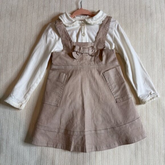 Mayoral 3-Piece Bundle | Embroidered Shirt  + 2 Jumper Dresses | 24M - Picture 2 of 13